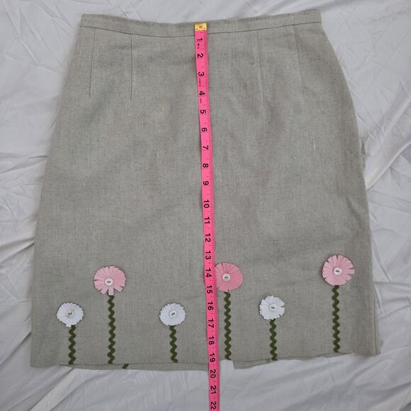 Harve Benard Skirt Beige Floral Pencil Knee Length Women’s Size 4p W/Pink Blse - Picture 4 of 10